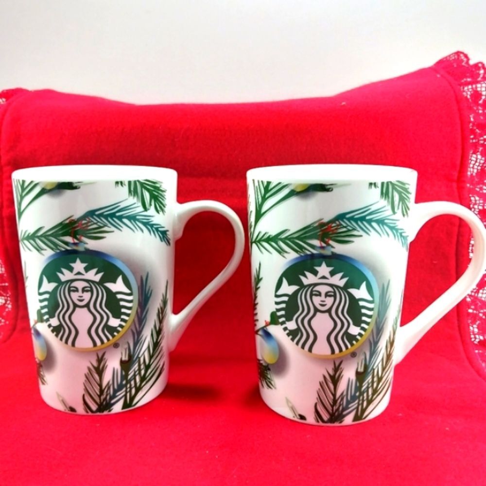 Starbucks 2020 Christmas New Bone China 11oz. Coffee Mug Set TWO MUGS